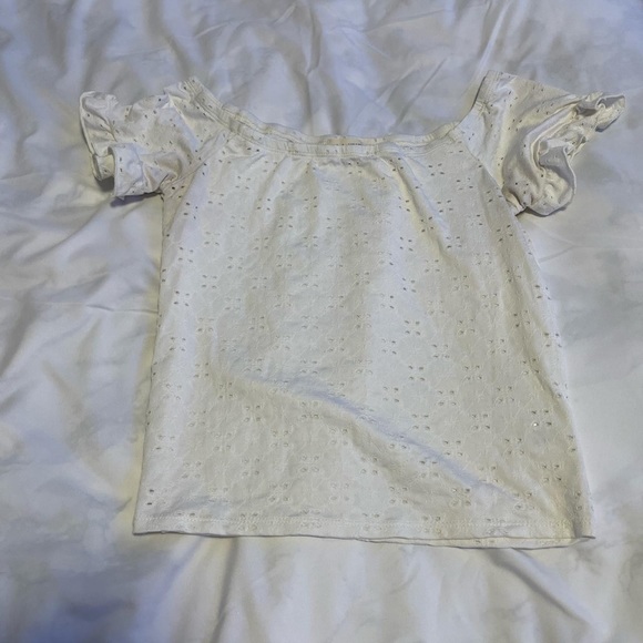 la hearts pacsun pointelle dainty white coquette ruffle blouse top - Picture 2 of 2
